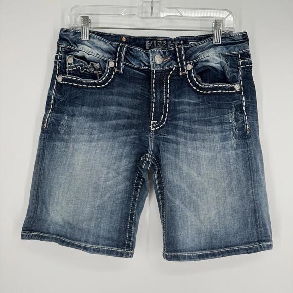 Miss Me shorts womens 28 blue boyfriend bermuda modest y2k 90s denim beach - Picture 1 of 4